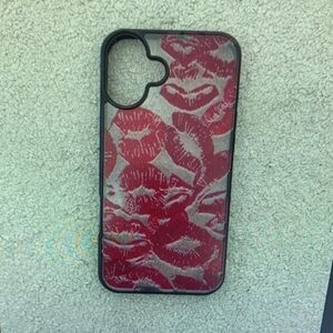 Apple Red and Black Lip Print Phone Case